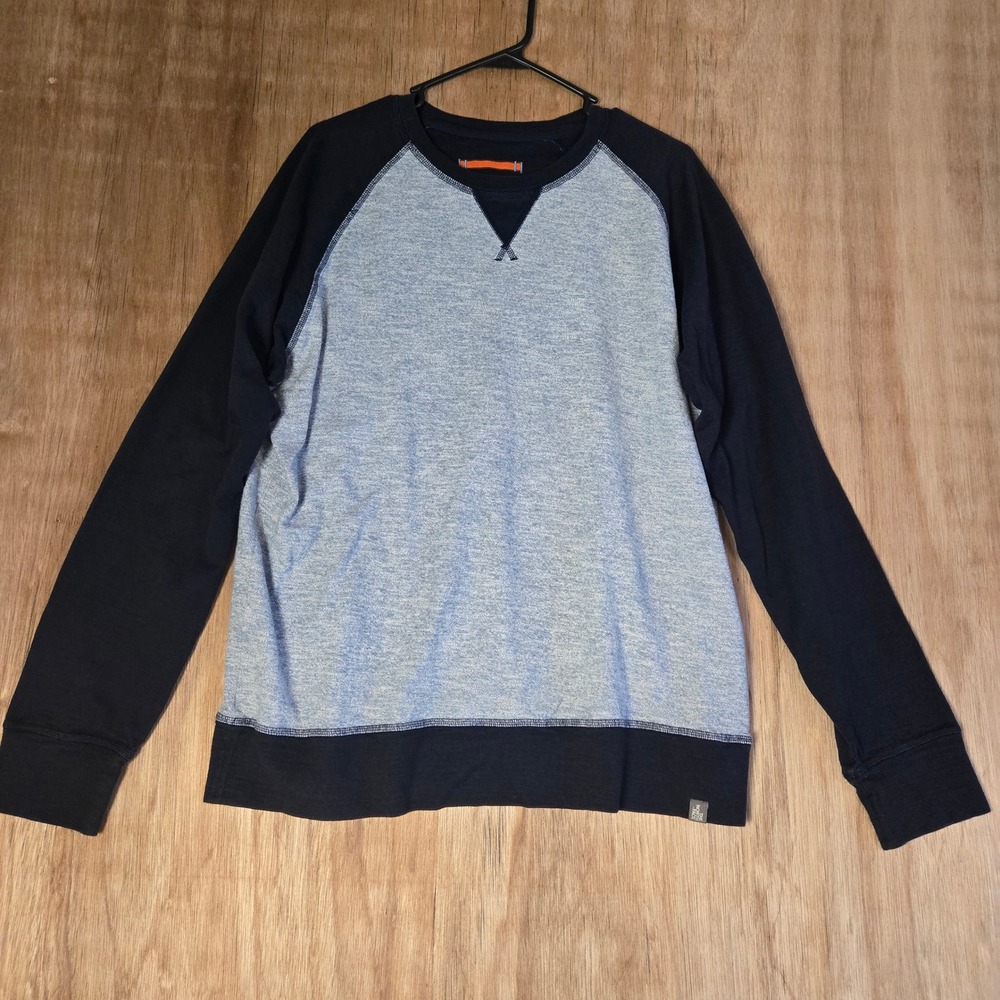 The North Face Mens Large Raglan Crewneck Sweatshirt Gray Navy Blue Regular Fit